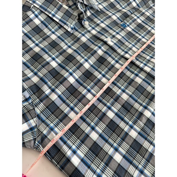 Cinch Men's Long Sleeve Button-Down Rodeo Shirt Size Large Blue Black Plaid - Picture 8 of 9